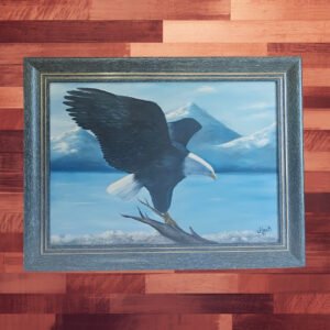 Quadro Pintura a Óleo Águia Real – Paisagem Alpina com Moldura